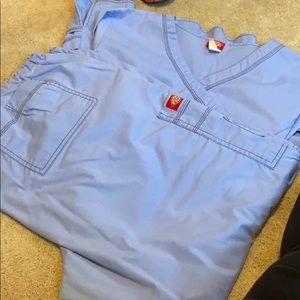 Light blue scrub top and bottom